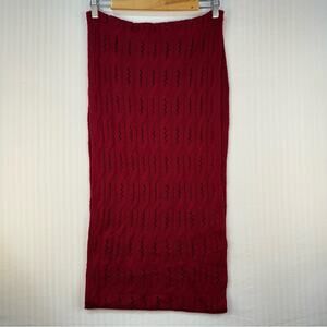 Celeste Red Cable Open Knit Wool Cashmere Blend Infinity Scarf 16 X 32 Winter